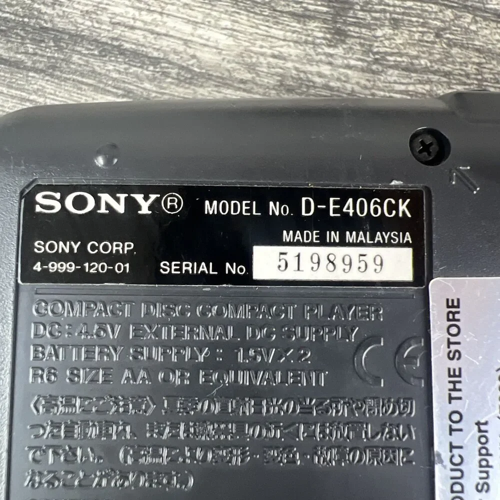 Sony Discman Portable CD Player ESP2 D-E406CK CD Powers On No Play *PARTS